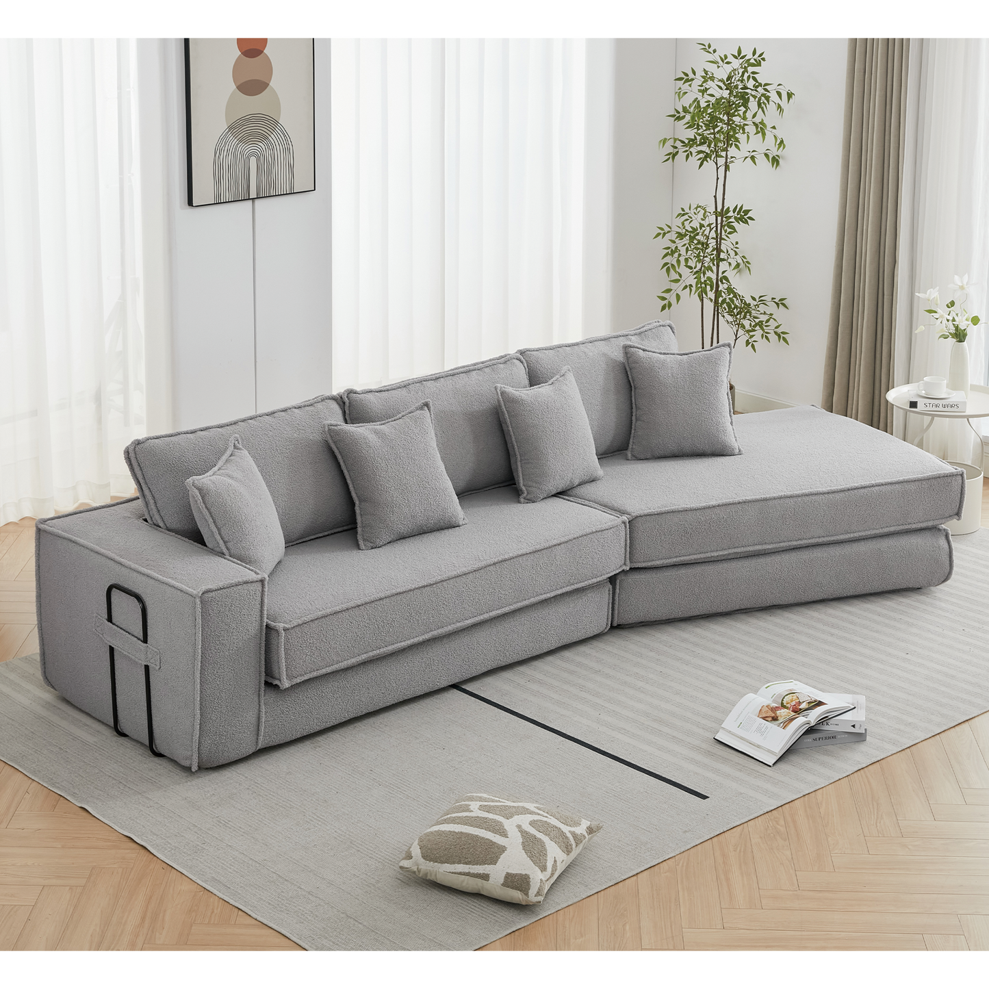 Folding Convertible Out Sleeper Sofa Bed,2-in-1, Combination Convertible Sofa,3 seat, Upholstered,Fold Out Floor Gaming Sofa Bed , Lamb Velvet Fabric,Living Room, Gray
