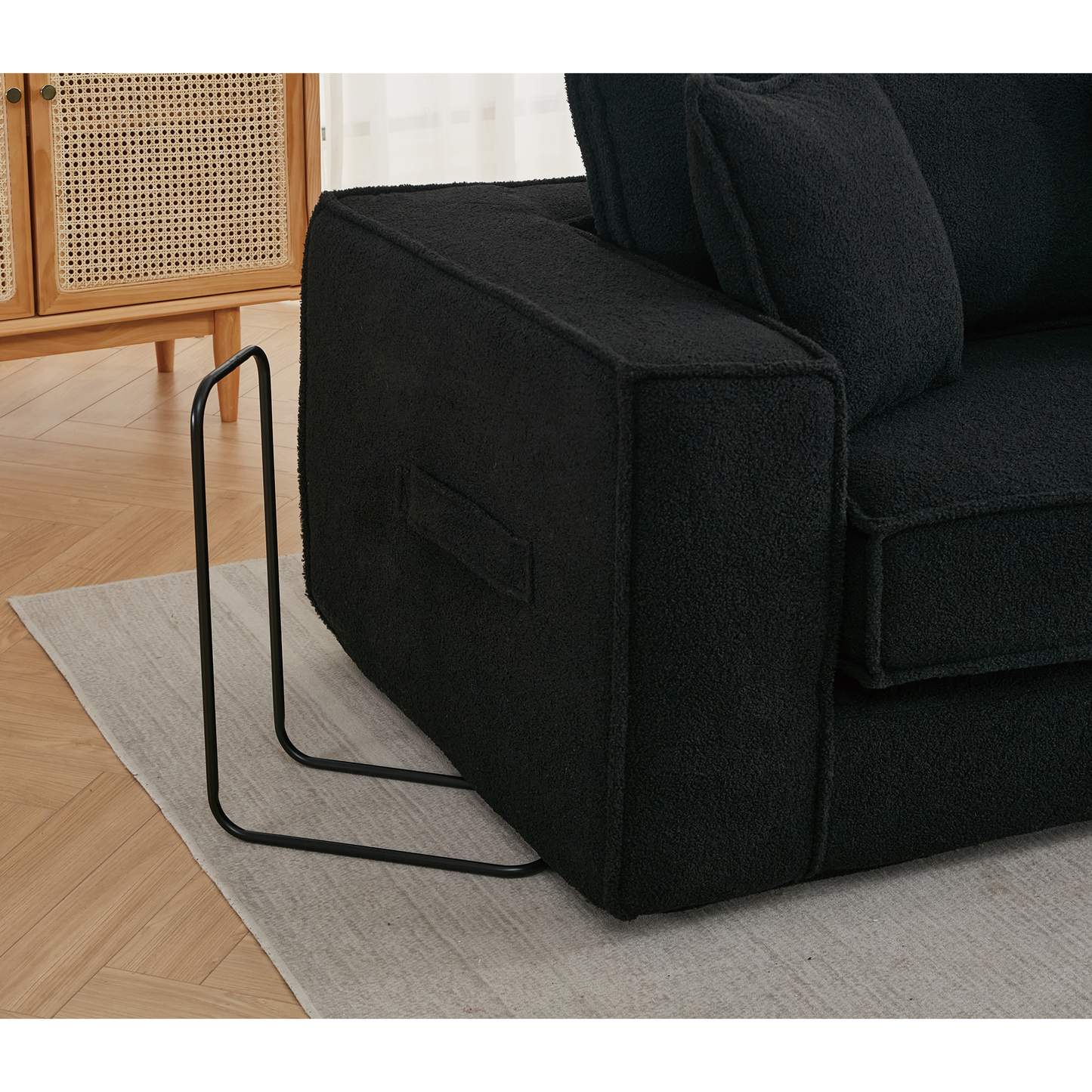 Folding Convertible Out Sleeper Sofa Bed,2-in-1, Combination Convertible Sofa,3 seat, Upholstered,Fold Out Floor Gaming Sofa Bed , Lamb Velvet Fabric,Living Room,Black