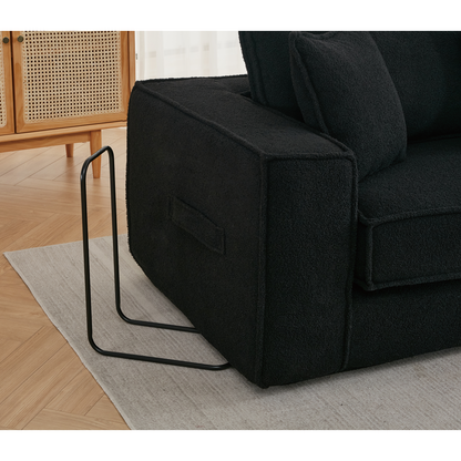 Folding Convertible Out Sleeper Sofa Bed,2-in-1, Combination Convertible Sofa,3 seat, Upholstered,Fold Out Floor Gaming Sofa Bed , Lamb Velvet Fabric,Living Room,Black