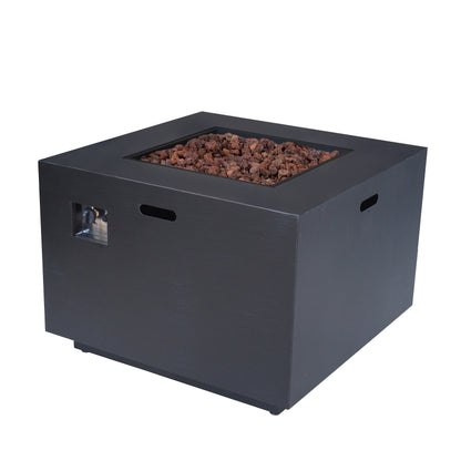 Outdoor Patio Propane Fire Pit 24'' H x 33'' W Square Iron Gas-burning Fire Pit - 50,000 BTU, Tank in side, Dark Grey