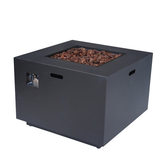 Outdoor Patio Propane Fire Pit 24'' H x 33'' W Square Iron Gas-burning Fire Pit - 50,000 BTU, Tank in side, Dark Grey