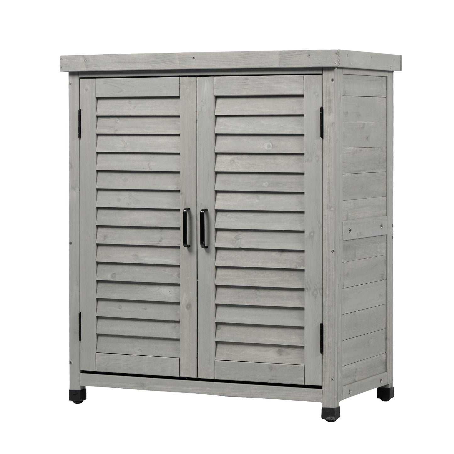 Potting Bench with Storage Cabinet and Metal Table Top for Outdoor Patio, Garden Furniture Wood Workstation Grey 31.5x17x36''