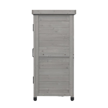 Potting Bench with Storage Cabinet and Metal Table Top for Outdoor Patio, Garden Furniture Wood Workstation Grey 31.5x17x36''