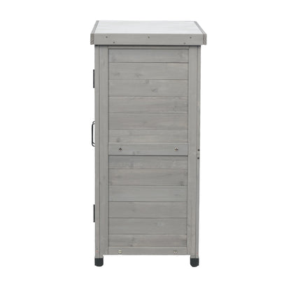 Potting Bench with Storage Cabinet and Metal Table Top for Outdoor Patio, Garden Furniture Wood Workstation Grey 31.5x17x36''
