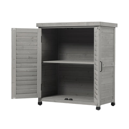 Potting Bench with Storage Cabinet and Metal Table Top for Outdoor Patio, Garden Furniture Wood Workstation Grey 31.5x17x36''