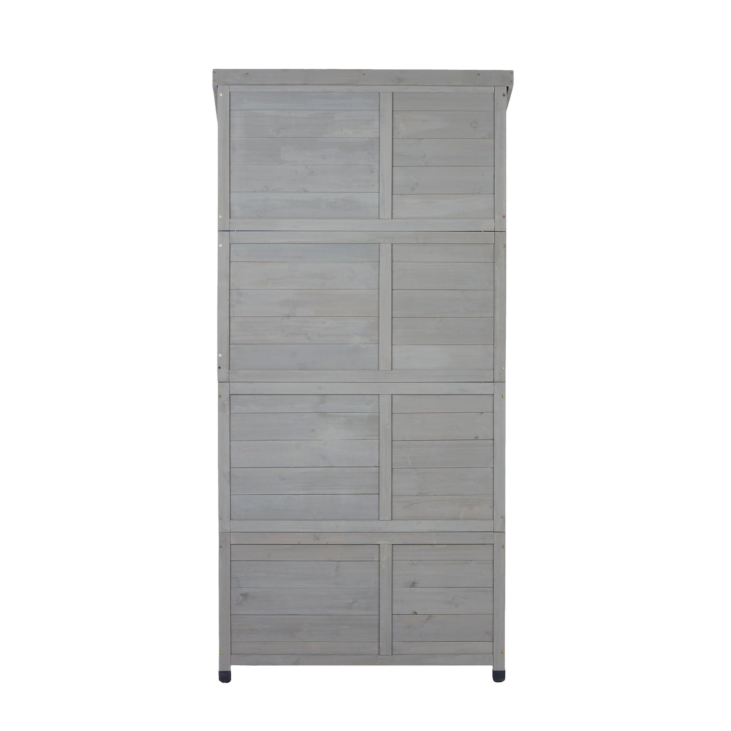 Outdoor Wooden Storage Shed with Metal Top Tall Vertical Tool Cabinet for Backyard Garden Patio Lawn