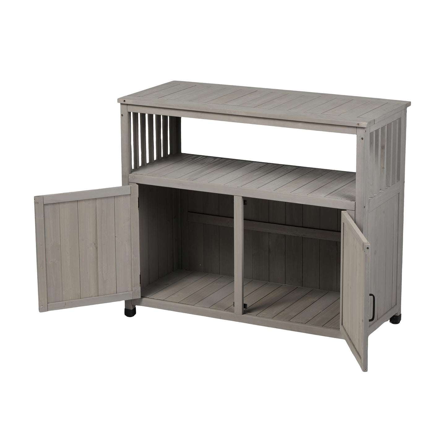 Wooden Patio Bar Table Set with Storage, Buffet Cabinet Sideboard for Outdoor and Indoor