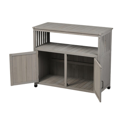 Wooden Patio Bar Table Set with Storage, Buffet Cabinet Sideboard for Outdoor and Indoor