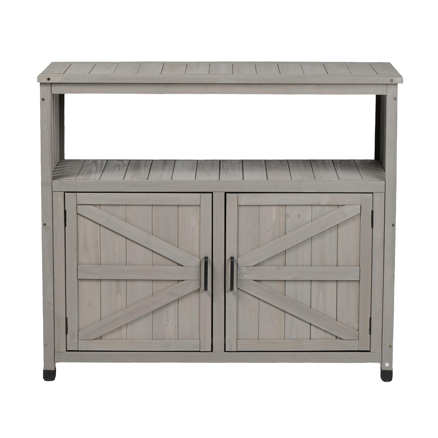 Wooden Patio Bar Table Set with Storage, Buffet Cabinet Sideboard for Outdoor and Indoor