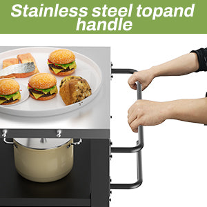 Two Doors Outdoor Grill Cart with Patio Furniture, Outdoor Grill Table with Storage,Rolling Bar Cart Outdoor BBQ Cart with Hooks and Spice Rack for Grilling Accessories, Black