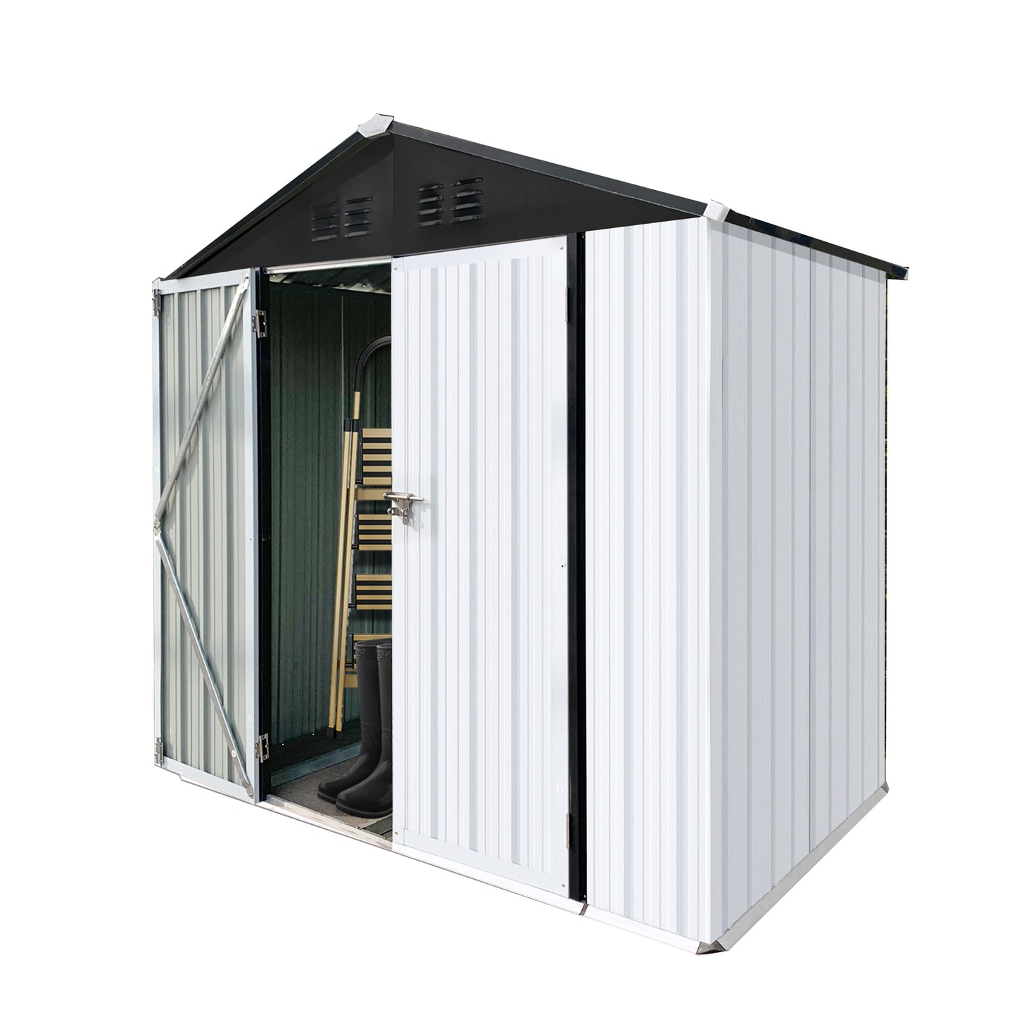Outdoor storage sheds 6FTx4FT Apex roof White+Black