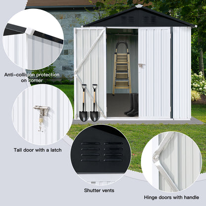 Outdoor storage sheds 6FTx4FT Apex roof White+Black
