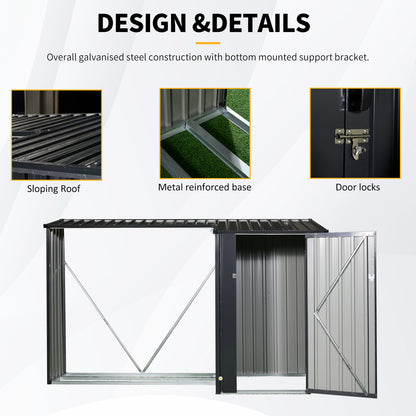 Outdoor Steel Firewood Rack and Metal Storage Shed,Two-In-One,Black (W540P171889) updated version