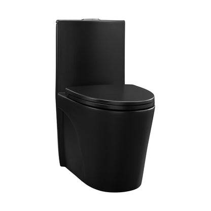 1.1/1.60 GPF Dual-Flush One Piece Toilet, Water-Saving Elongated Comfort Height Floor Mounted, Soft Close Seat, 1000 Gram Map Flushing Score Toilet, Matte Black 24T01-MB