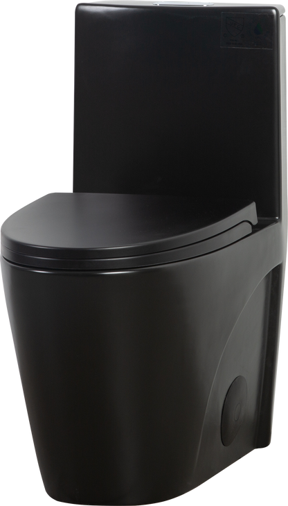 1.1/1.60 GPF Dual-Flush One Piece Toilet, Water-Saving Elongated Comfort Height Floor Mounted, Soft Close Seat, 1000 Gram Map Flushing Score Toilet, Matte Black 24T01-MB