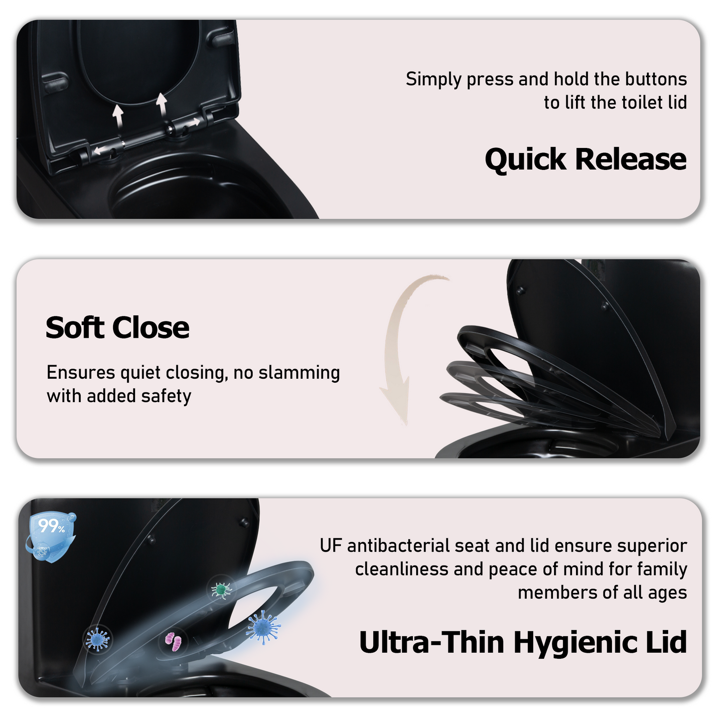 1.1/1.60 GPF Dual-Flush One Piece Toilet, Water-Saving Elongated Comfort Height Floor Mounted, Soft Close Seat, 1000 Gram Map Flushing Score Toilet, Matte Black 24T01-MB