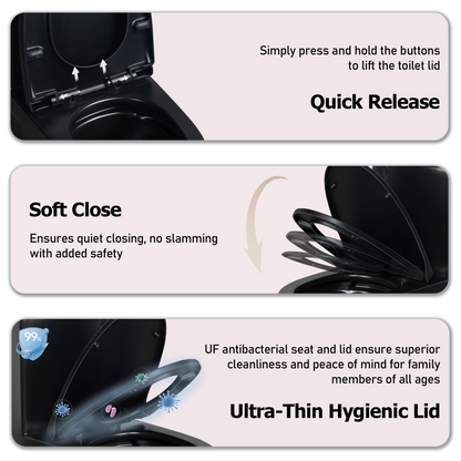 1.1/1.60 GPF Dual-Flush One Piece Toilet, Water-Saving Elongated Comfort Height Floor Mounted, Soft Close Seat, 1000 Gram Map Flushing Score Toilet, Matte Black 24T01-MB