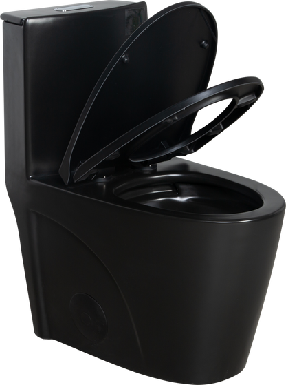 1.1/1.60 GPF Dual-Flush One Piece Toilet, Water-Saving Elongated Comfort Height Floor Mounted, Soft Close Seat, 1000 Gram Map Flushing Score Toilet, Matte Black 24T01-MB