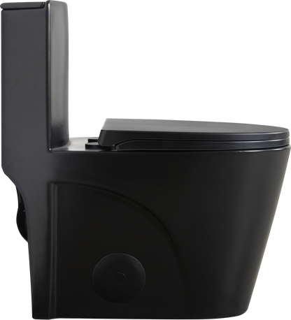 1.1/1.60 GPF Dual-Flush One Piece Toilet, Water-Saving Elongated Comfort Height Floor Mounted, Soft Close Seat, 1000 Gram Map Flushing Score Toilet, Matte Black 24T01-MB