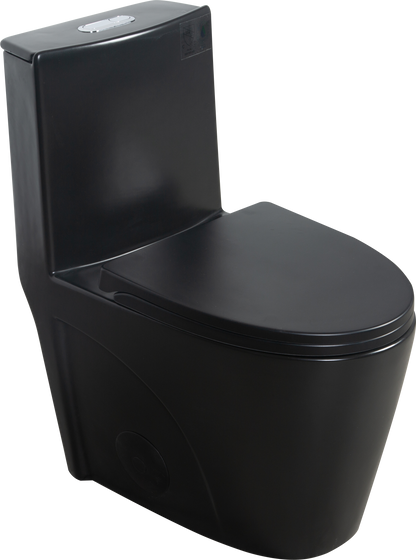 1.1/1.60 GPF Dual-Flush One Piece Toilet, Water-Saving Elongated Comfort Height Floor Mounted, Soft Close Seat, 1000 Gram Map Flushing Score Toilet, Matte Black 24T01-MB