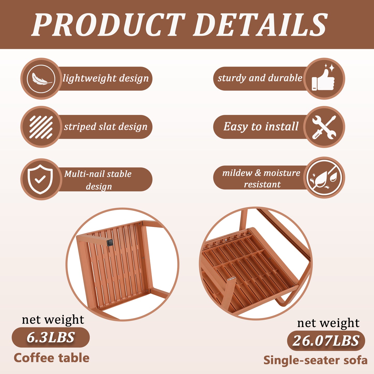 2-Piece Indoor/Outdoor Furniture set 1 Chairs & 1 Coffee Tables Waterproof PP Material- Easy Assembly Patio Conversation Set