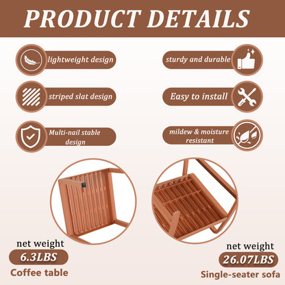 2-Piece Indoor/Outdoor Furniture set 1 Chairs & 1 Coffee Tables Waterproof PP Material- Easy Assembly Patio Conversation Set