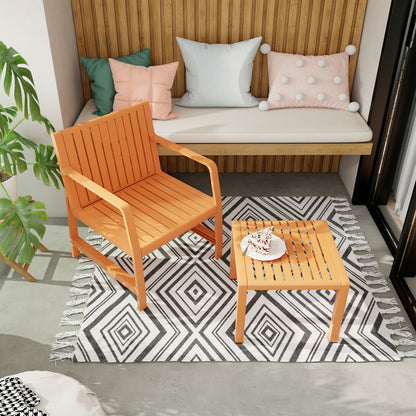 2-Piece Indoor/Outdoor Furniture set 1 Chairs & 1 Coffee Tables Waterproof PP Material- Easy Assembly Patio Conversation Set