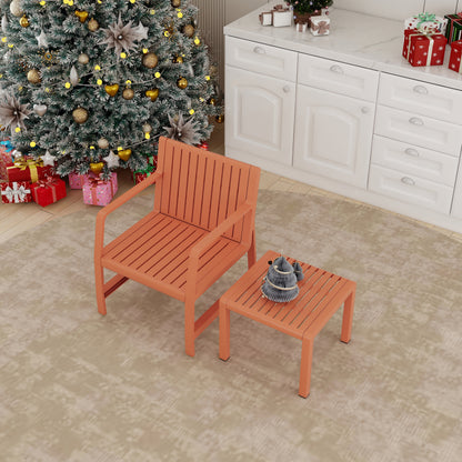 2-Piece Indoor/Outdoor Furniture set 1 Chairs & 1 Coffee Tables Waterproof PP Material- Easy Assembly Patio Conversation Set