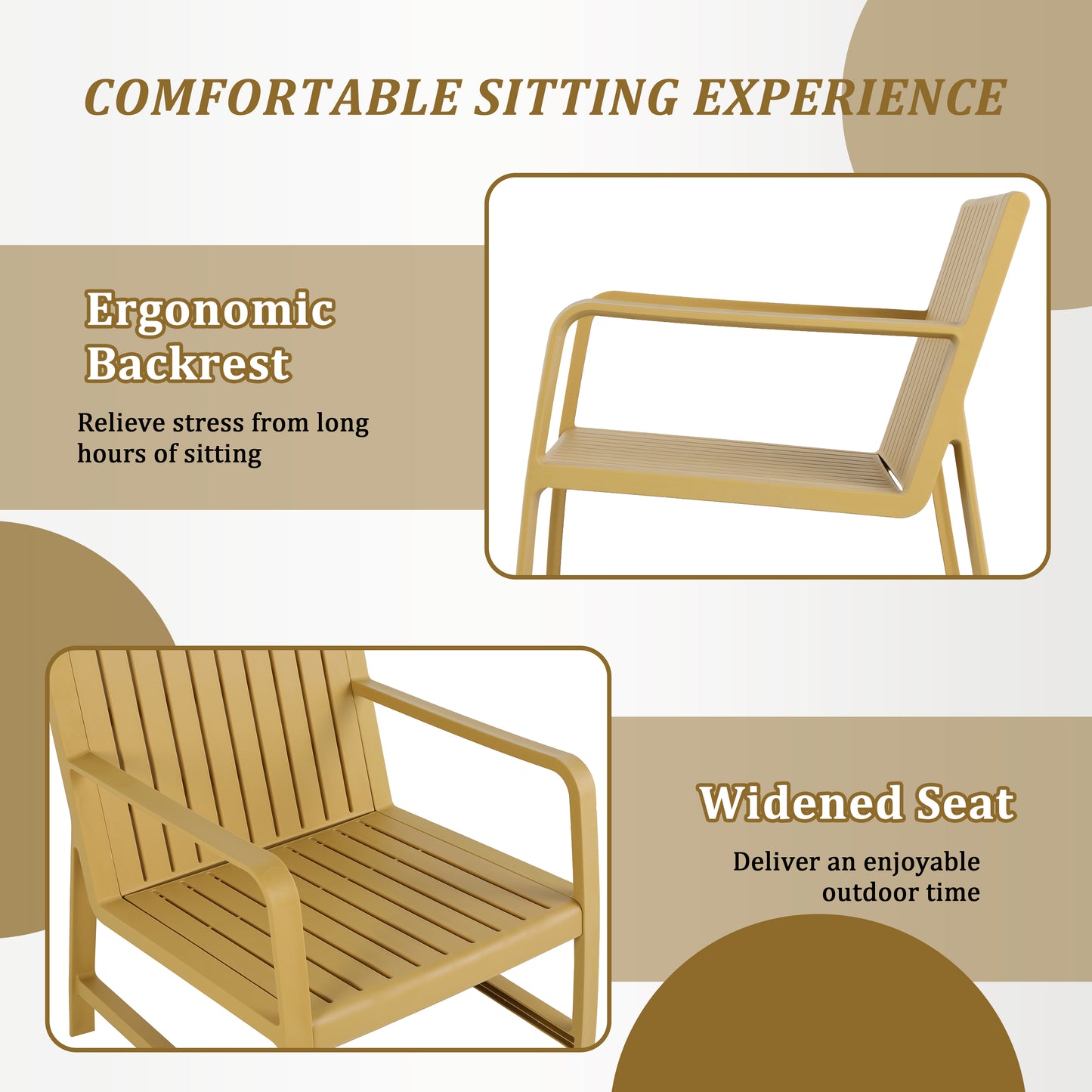 2-Piece Indoor/Outdoor Furniture set 1 Chairs & 1 Coffee Tables Waterproof PP Material - Easy Assembly Patio Conversation Set (Yellow)