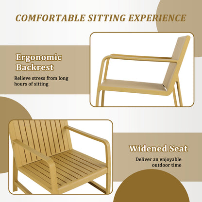 2-Piece Indoor/Outdoor Furniture set 1 Chairs & 1 Coffee Tables Waterproof PP Material - Easy Assembly Patio Conversation Set (Yellow)
