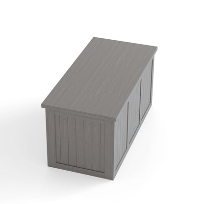 67 Gallon Outdoor Wooden Deck Box Solid Wood Storage Box Seat & Table Top for Patio Furniture Cushions, Pool Toys & Garden Tools
