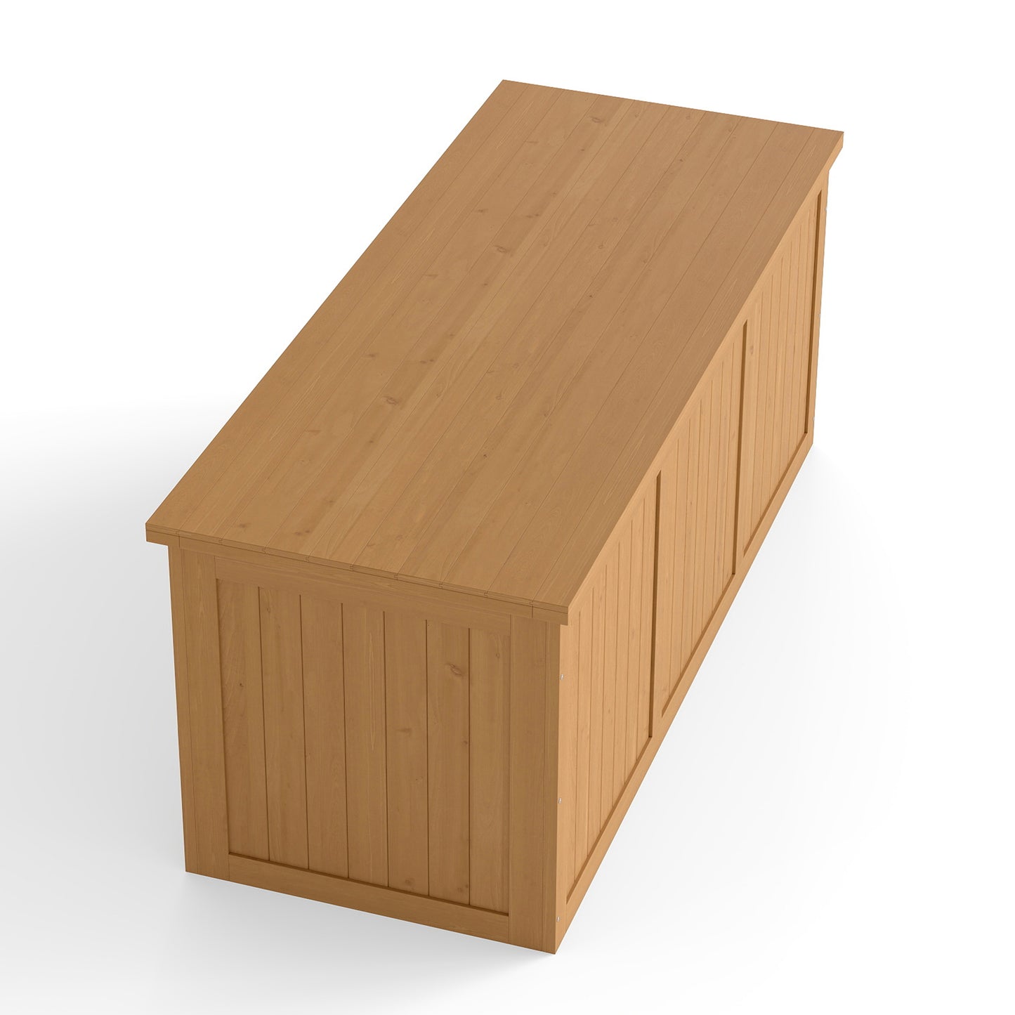 112 Gallon Outdoor Wooden Deck Box Solid Wood Storage Box Seat & Table Top for Patio Furniture Cushions, Pool Toys & Garden Tools