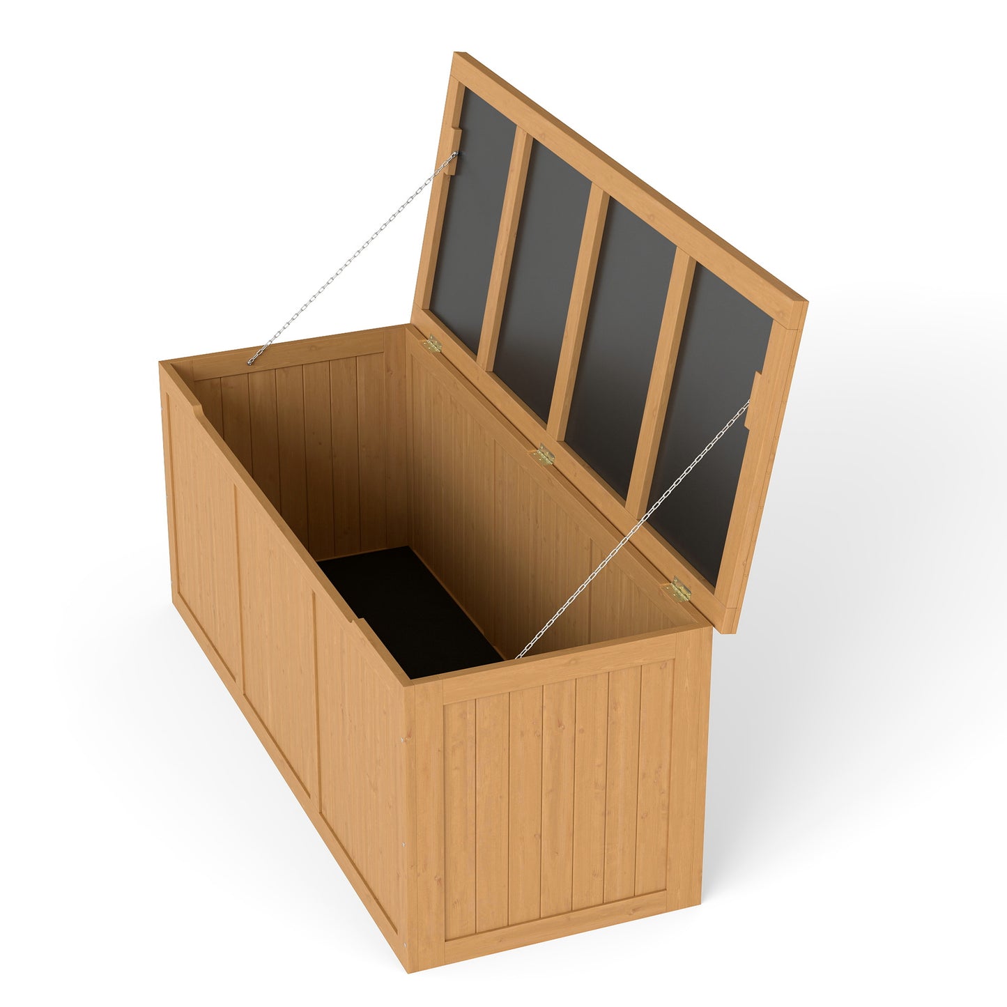 112 Gallon Outdoor Wooden Deck Box Solid Wood Storage Box Seat & Table Top for Patio Furniture Cushions, Pool Toys & Garden Tools