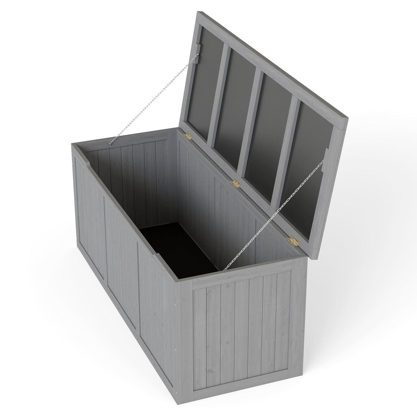 112 Gallon Outdoor Wooden Deck Box Solid Wood Storage Box Seat & Table Top for Patio Furniture Cushions, Pool Toys & Garden Tools