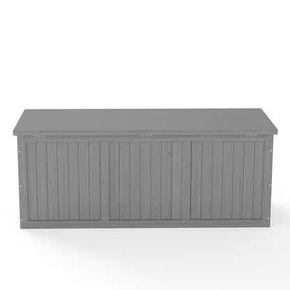 112 Gallon Outdoor Wooden Deck Box Solid Wood Storage Box Seat & Table Top for Patio Furniture Cushions, Pool Toys & Garden Tools