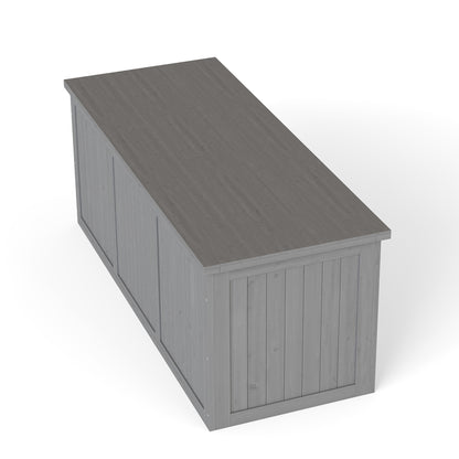 112 Gallon Outdoor Wooden Deck Box Solid Wood Storage Box Seat & Table Top for Patio Furniture Cushions, Pool Toys & Garden Tools