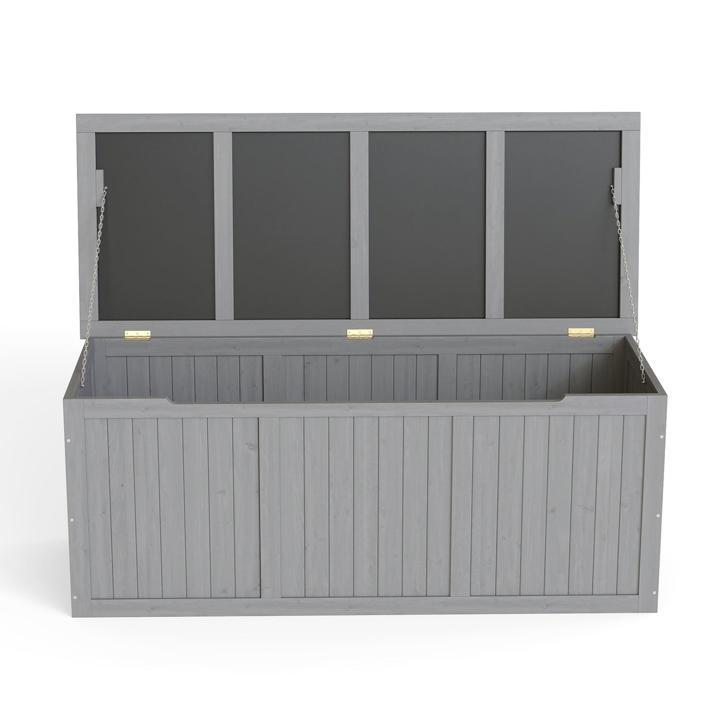 112 Gallon Outdoor Wooden Deck Box Solid Wood Storage Box Seat & Table Top for Patio Furniture Cushions, Pool Toys & Garden Tools