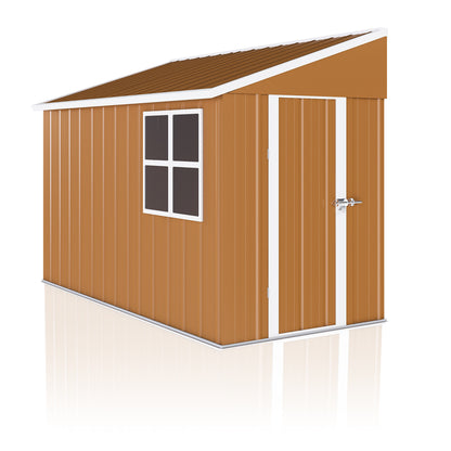 8x4 FT Heavy-Duty Metal Storage Shed with Double Doors, Windows & Ventilation - Weatherproof Outdoor Garden Shed for Backyard, Lawn and Tool Organization