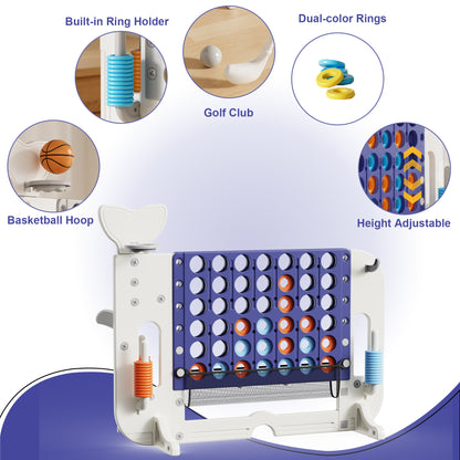 4-to-Score Giant Game Set with Mesh Bag & Jumbo Connect 4, Basketball Hoop, Ring Toss & Golf Games & Height Adjustable for Indoor & Outdoor Fun for Kids and Adults