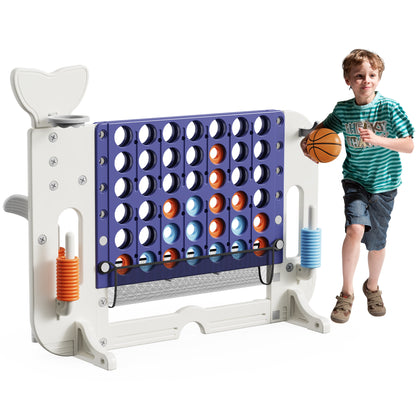 4-to-Score Giant Game Set with Mesh Bag & Jumbo Connect 4, Basketball Hoop, Ring Toss & Golf Games & Height Adjustable for Indoor & Outdoor Fun for Kids and Adults
