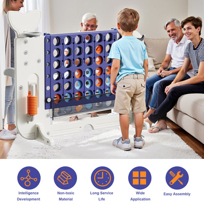 4-to-Score Giant Game Set with Mesh Bag & Jumbo Connect 4, Basketball Hoop, Ring Toss & Golf Games & Height Adjustable for Indoor & Outdoor Fun for Kids and Adults