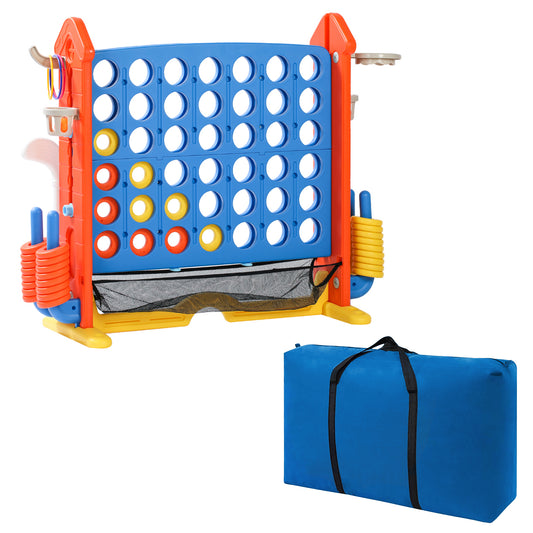 4-to-Score Giant Game Set with Mesh Bag & Jumbo Connect 4, Basketball Hoop, Ring Toss & Golf Games & Height Adjustable for Indoor & Outdoor Fun for Kids and Adults
