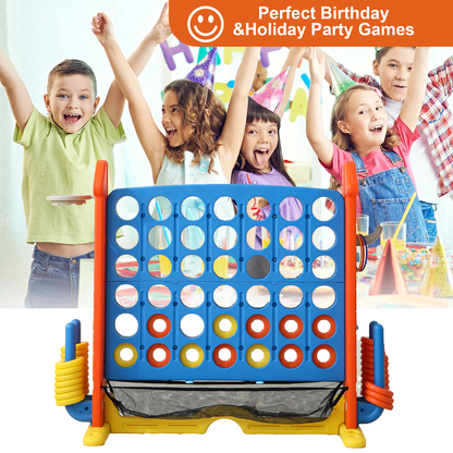 4-to-Score Giant Game Set with Mesh Bag & Jumbo Connect 4, Basketball Hoop, Ring Toss & Golf Games & Height Adjustable for Indoor & Outdoor Fun for Kids and Adults