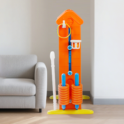 4-to-Score Giant Game Set with Mesh Bag & Jumbo Connect 4, Basketball Hoop, Ring Toss & Golf Games & Height Adjustable for Indoor & Outdoor Fun for Kids and Adults