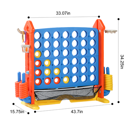 4-to-Score Giant Game Set with Mesh Bag & Jumbo Connect 4, Basketball Hoop, Ring Toss & Golf Games & Height Adjustable for Indoor & Outdoor Fun for Kids and Adults