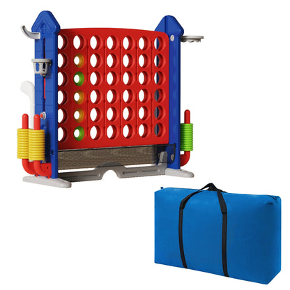 4-to-Score Giant Game Set with Mesh Bag & Jumbo Connect 4, Basketball Hoop, Ring Toss & Golf Games & Height Adjustable for Indoor & Outdoor Fun for Kids and Adults