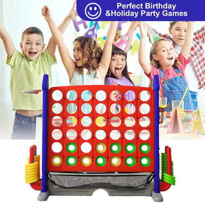 4-to-Score Giant Game Set with Mesh Bag & Jumbo Connect 4, Basketball Hoop, Ring Toss & Golf Games & Height Adjustable for Indoor & Outdoor Fun for Kids and Adults