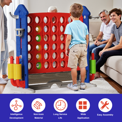 4-to-Score Giant Game Set with Mesh Bag & Jumbo Connect 4, Basketball Hoop, Ring Toss & Golf Games & Height Adjustable for Indoor & Outdoor Fun for Kids and Adults