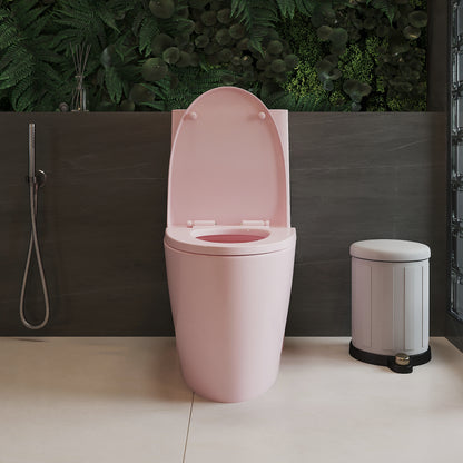 1.1/1.60 GPF Dual-Flush One Piece Toilet, Water-Saving Elongated Comfort Height Floor Mounted, Soft Close 1000 Gram Map Flushing Score Toilet, Rose 24T01-RS