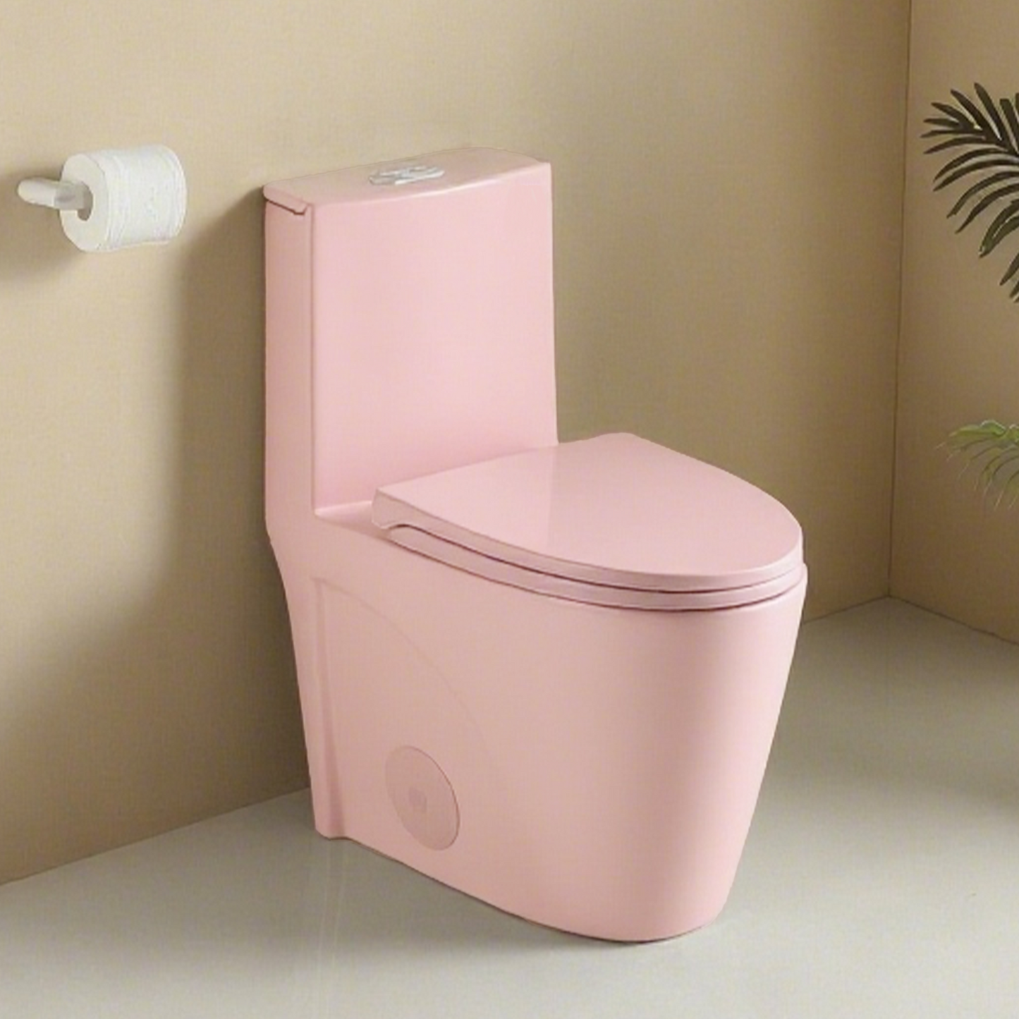 1.1/1.60 GPF Dual-Flush One Piece Toilet, Water-Saving Elongated Comfort Height Floor Mounted, Soft Close 1000 Gram Map Flushing Score Toilet, Rose 24T01-RS